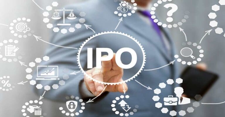 PO (Initial Public Offering) finance business concept. Businessman touched ipo icon on virtual trading screen. Financial trade exchange investment and strategy technology.