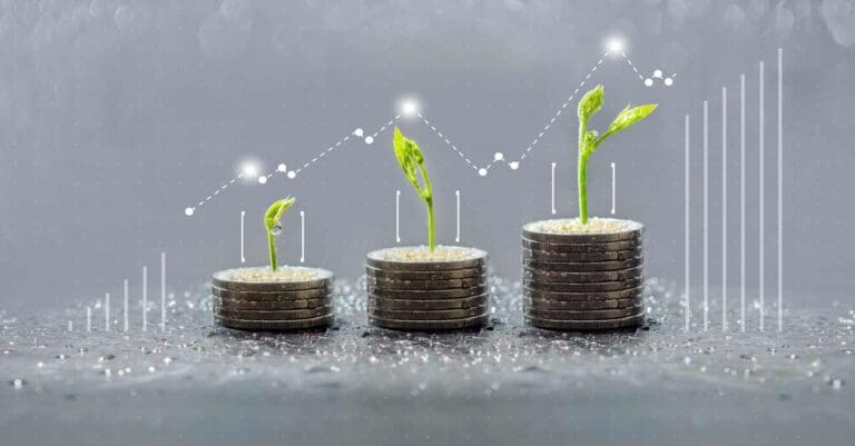 average Series A valuation, trees growing on coins, business with csr practice, Save and growing finance