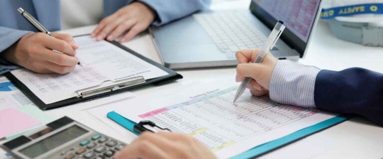 Team reviewing financial documents